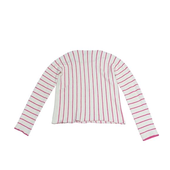 Weekend Max Mara Knit Vertical Striped Sweater Pink White Womens Medium Shirt - Picture 2 of 4